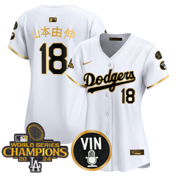 Women's Dodgers 2025 Vin Scully & #34 Fernando Patch Gold Vapor Premier Limited Jersey - All Stitched - Image 59