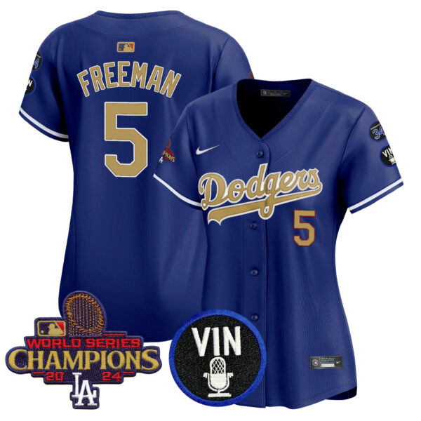 Women's Dodgers 2025 Vin Scully & #34 Fernando Patch Gold Vapor Premier Limited Jersey - All Stitched - Image 17