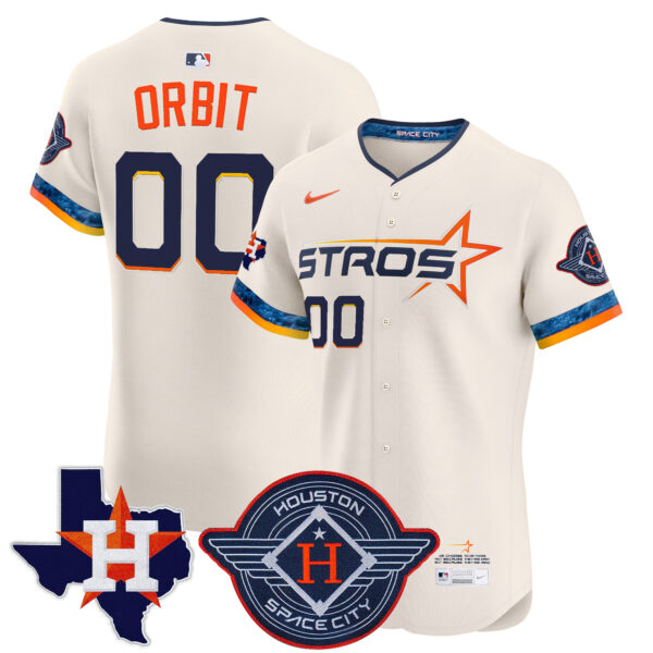 Men's Houston Astros 2025 City Connect Texas Patch Vapor Premier Elite Jersey - All Stitched - Image 25