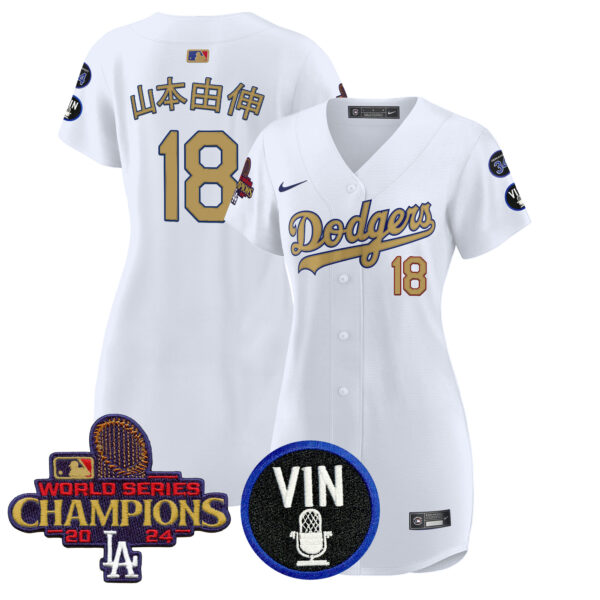 Women's Dodgers 2025 Vin Scully & #34 Fernando Patch Gold Baseball Dress - All Stitched - Image 11