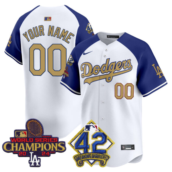 Dodgers 2024 World Series Champions & Jackie Robinson Patch Vapor Premier Limited Custom Jersey - All Stitched - Image 3