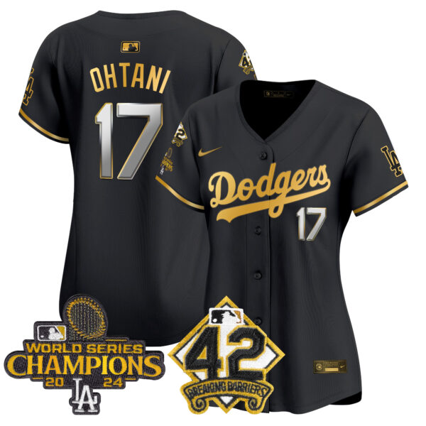 Women's Dodgers 2024 World Series Champions & Jackie Robinson Patch Vapor Premier Limited Jersey - All Stitched - Image 37