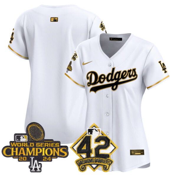 Women's Dodgers 2024 World Series Champions & Jackie Robinson Patch Vapor Premier Limited Jersey - All Stitched - Image 60