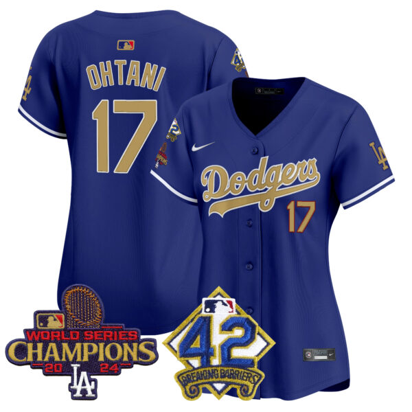 Women's Dodgers 2024 World Series Champions & Jackie Robinson Patch Vapor Premier Limited Jersey - All Stitched - Image 13