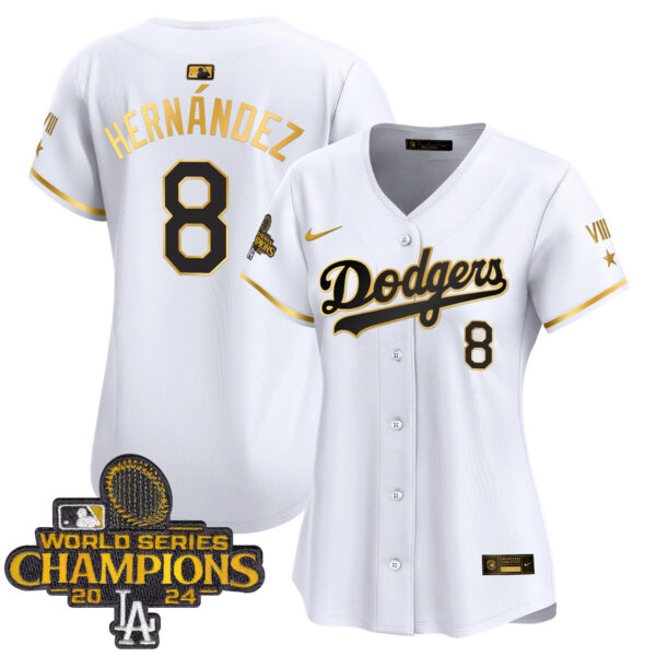 Women's Dodgers 2024 World Series Champions Gold Trim Vapor Premier Limited Jersey - All Stitched - Image 37