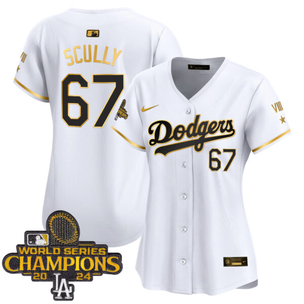 Women's Dodgers 2024 World Series Champions Gold Trim Vapor Premier Limited Jersey - All Stitched - Image 36