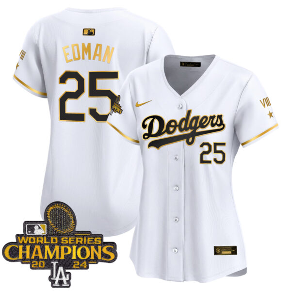 Women's Dodgers 2024 World Series Champions Gold Trim Vapor Premier Limited Jersey - All Stitched - Image 39