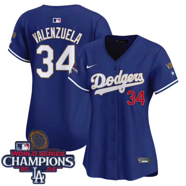 Women's Dodgers 2024 World Series Champions Gold Trim Vapor Premier Limited Jersey - All Stitched - Image 12