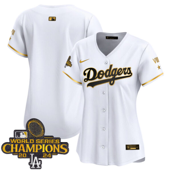 Women's Dodgers 2024 World Series Champions Gold Trim Vapor Premier Limited Jersey - All Stitched - Image 40