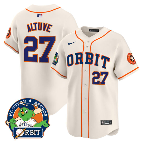 Men's Astros Orbit Patch Vapor Premier Limited Jersey - All Stitched - Image 46
