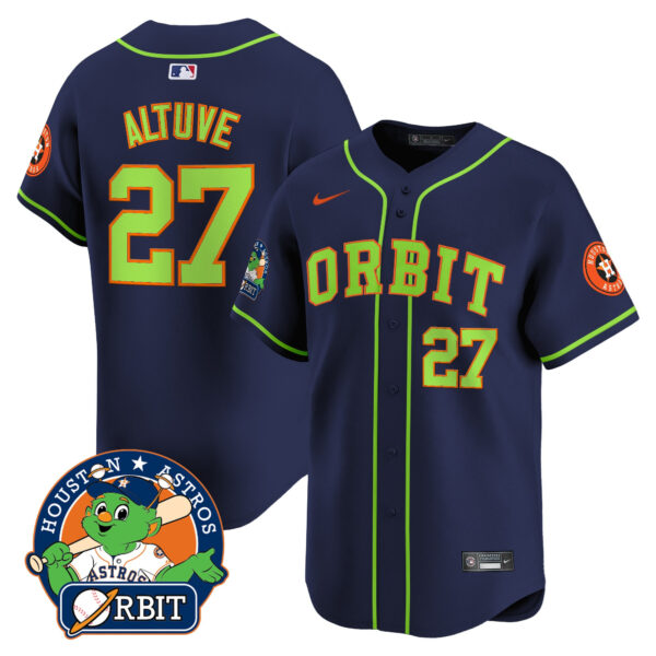 Men's Astros Orbit Patch Vapor Premier Limited Jersey - All Stitched - Image 37