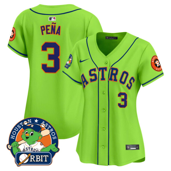 Women's Astros Orbit Patch Vapor Premier Limited Jersey V2 - All Stitched - Image 3