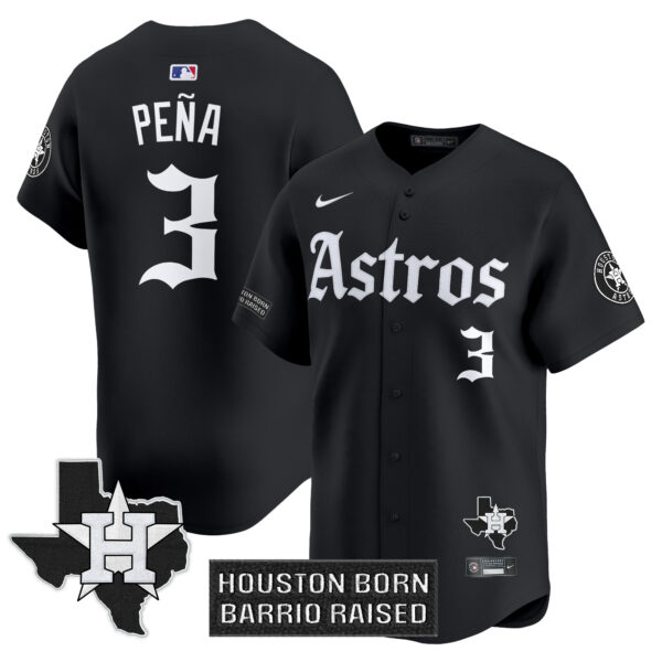 Men's Houston Astros 'Gothic Edition' Vapor Premier Limited Jersey - All Stitched - Image 4