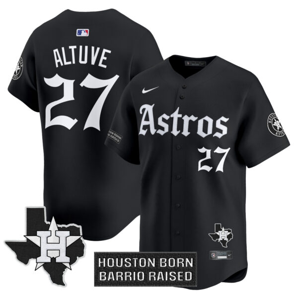 Men's Houston Astros 'Gothic Edition' Vapor Premier Limited Jersey - All Stitched - Image 3