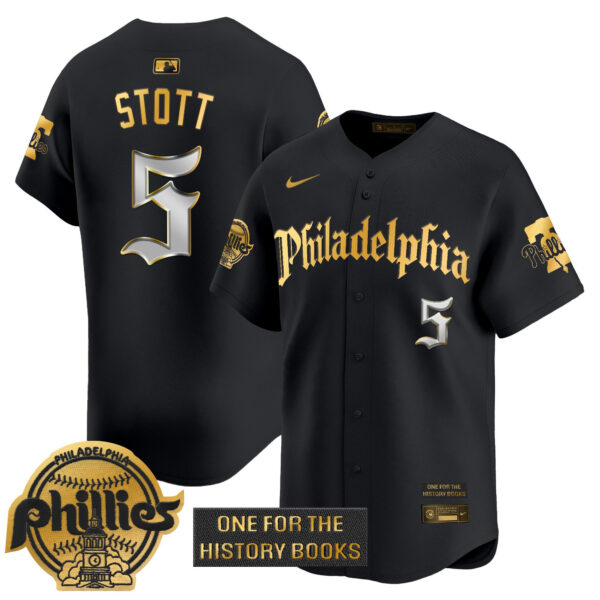 Men's Phillies 'Retro Newspaper Edition' Gold Vapor Premier Limited Jersey - All Stitched - Image 5