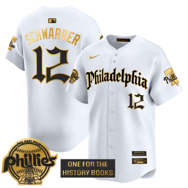 Men's Phillies 'Retro Newspaper Edition' Gold Vapor Premier Limited Jersey - All Stitched - Image 18