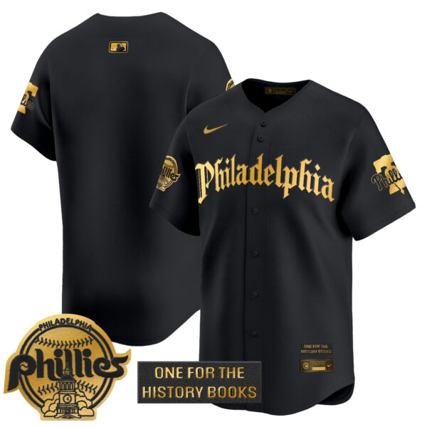 Men's Phillies 'Retro Newspaper Edition' Gold Vapor Premier Limited Jersey - All Stitched - Image 10