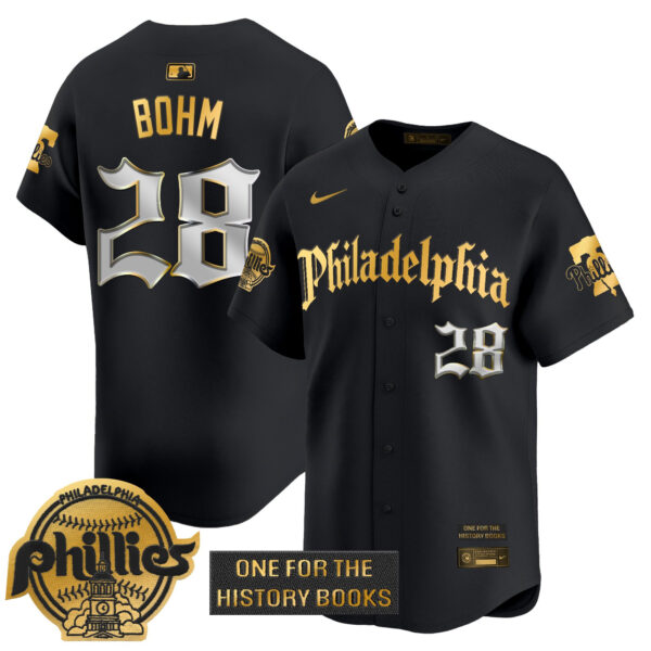 Men's Phillies 'Retro Newspaper Edition' Gold Vapor Premier Limited Jersey - All Stitched - Image 3