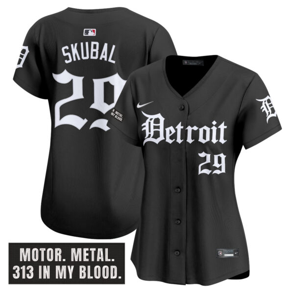 Women's Detroit Tigers 'Motor Gothic Edition' Vapor Premier Limited Jersey - All Stitched - Image 3