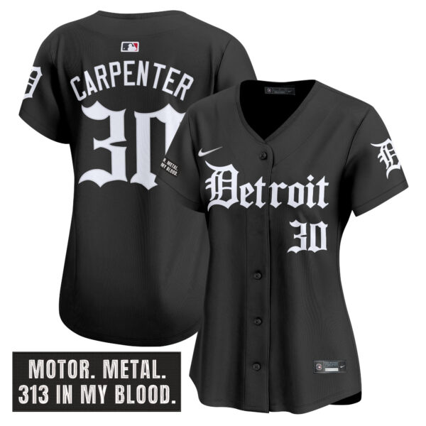 Women's Detroit Tigers 'Motor Gothic Edition' Vapor Premier Limited Jersey - All Stitched - Image 5