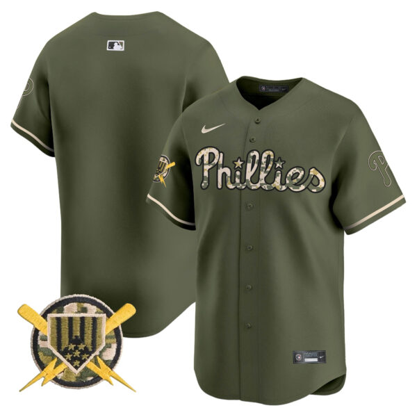 Men's Phillies Armed Forces Day Vapor Premier Limited Jersey - All Stitched - Image 10
