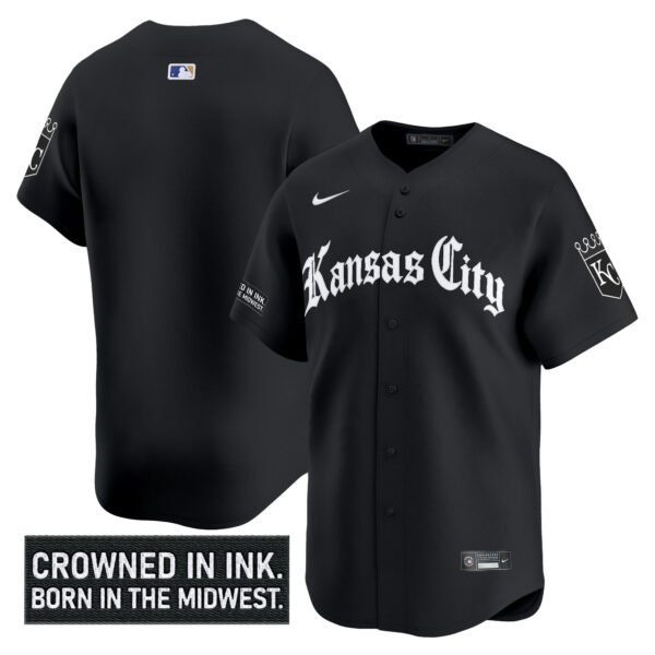 Men's Kansas City Royals 'Gothic Crown Edition' Vapor Premier Limited Jersey - All Stitched - Image 9