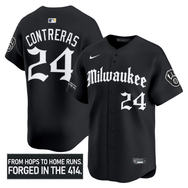 Men's Milwaukee Brewers 'Gothic 414 Shadows Edition' Vapor Premier Limited Jersey - All Stitched - Image 10