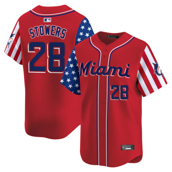 Men's Miami Marlins 2025 Independence Day Vapor Premier Limited Jersey - All Stitched - Image 9