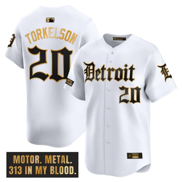 Men's Detroit Tigers 'Motor Gothic Edition' Gold Vapor Premier Limited Jersey - All Stitched - Image 12