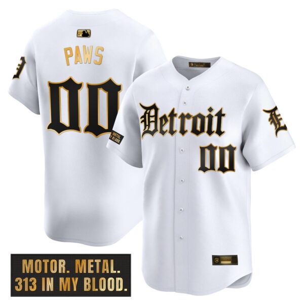 Men's Detroit Tigers 'Motor Gothic Edition' Gold Vapor Premier Limited Jersey - All Stitched - Image 16