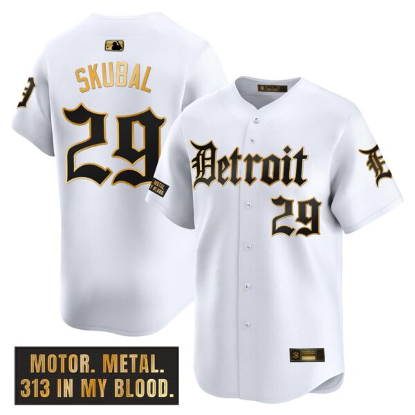 Men's Detroit Tigers 'Motor Gothic Edition' Gold Vapor Premier Limited Jersey - All Stitched - Image 11