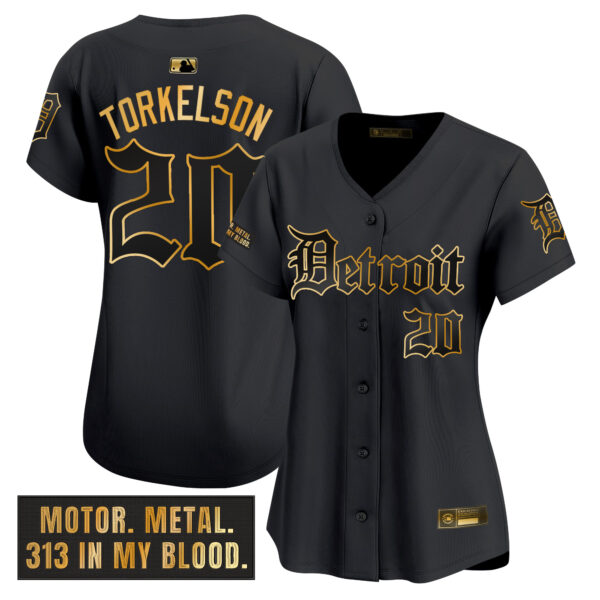 Women's Detroit Tigers 'Motor Gothic Edition' Gold Vapor Premier Limited Jersey - All Stitched - Image 3