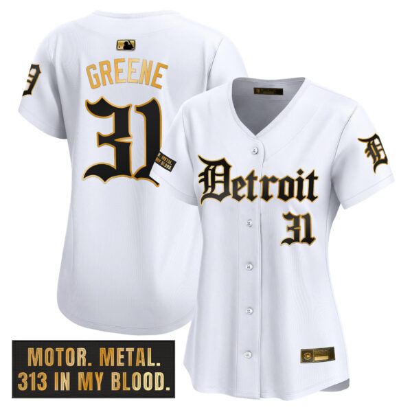 Women's Detroit Tigers 'Motor Gothic Edition' Gold Vapor Premier Limited Jersey - All Stitched - Image 10