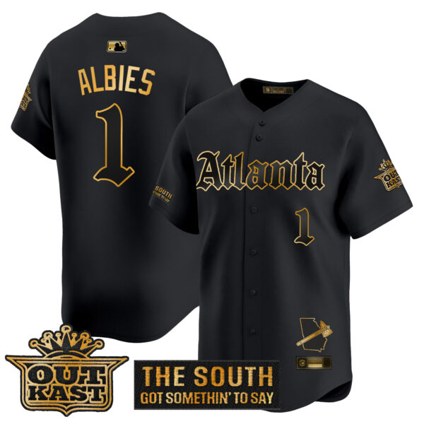 Men's Atlanta Braves 'Gothic South x Outkast Edition' Gold Vapor Premier Limited Jersey - All Stitched - Image 7