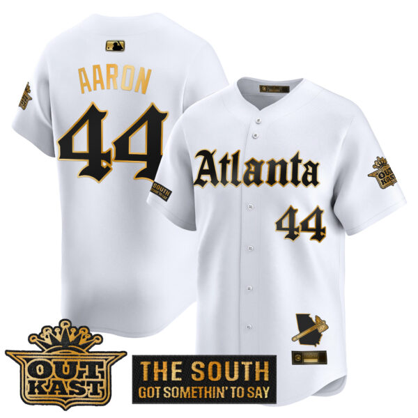 Men's Atlanta Braves 'Gothic South x Outkast Edition' Gold Vapor Premier Limited Jersey - All Stitched - Image 20