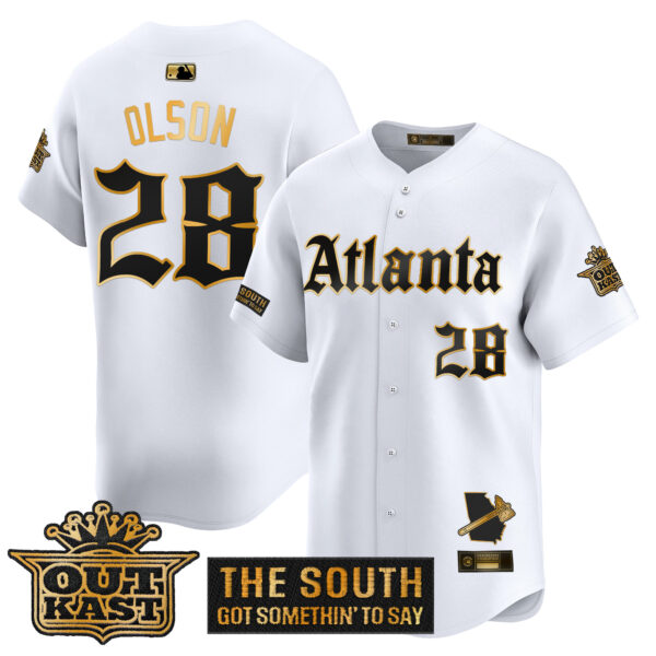 Men's Atlanta Braves 'Gothic South x Outkast Edition' Gold Vapor Premier Limited Jersey - All Stitched - Image 17