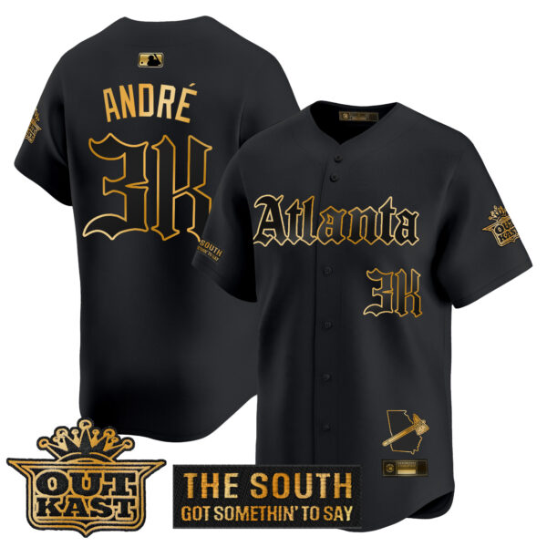 Men's Atlanta Braves 'Gothic South x Outkast Edition' Gold Vapor Premier Limited Jersey - All Stitched - Image 4