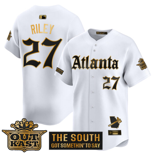 Men's Atlanta Braves 'Gothic South x Outkast Edition' Gold Vapor Premier Limited Jersey - All Stitched - Image 13