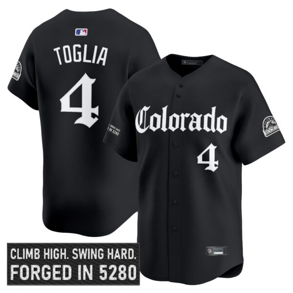 Men's Colorado Rockies 'Gothic Mile High Shadows Edition' Vapor Premier Limited Jersey - All Stitched - Image 5