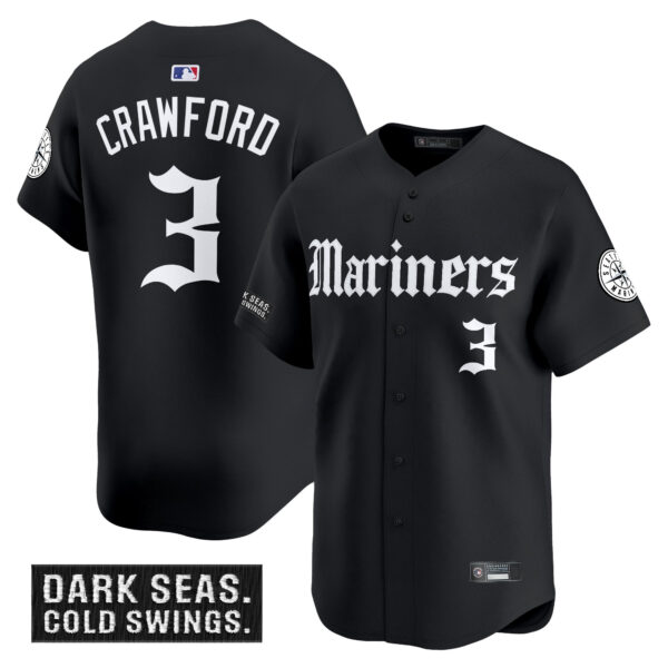 Men's Seattle Mariners 'Deep Sea Gothic Edition' Vapor Premier Limited Jersey V2 - All Stitched - Image 4