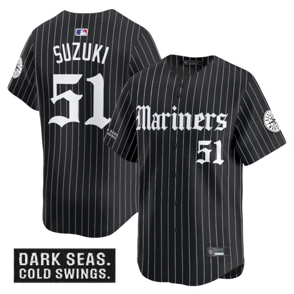 Men's Seattle Mariners 'Deep Sea Gothic Edition' Vapor Premier Limited Jersey V2 - All Stitched - Image 30