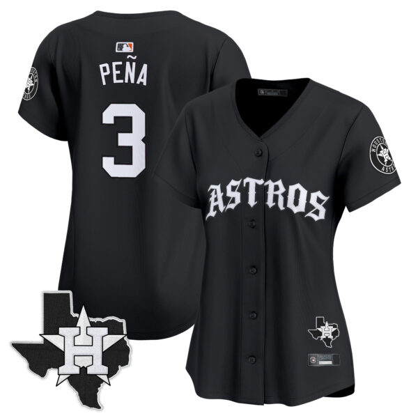 Women's Houston Astros 'Old English Edition' Vapor Premier Limited Jersey - All Stitched - Image 3