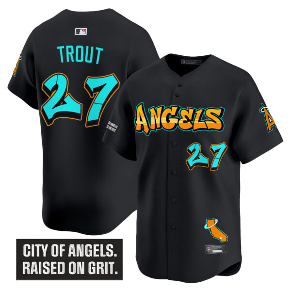 Men's Los Angeles Angels 'Graffiti Halo Drop Edition' Vapor Premier Limited Jersey - All Stitched - Image 10
