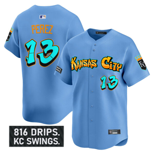 Men's Kansas City Royals 'Graffiti Crown Drop Edition' Vapor Premier Limited Jersey - All Stitched - Image 23