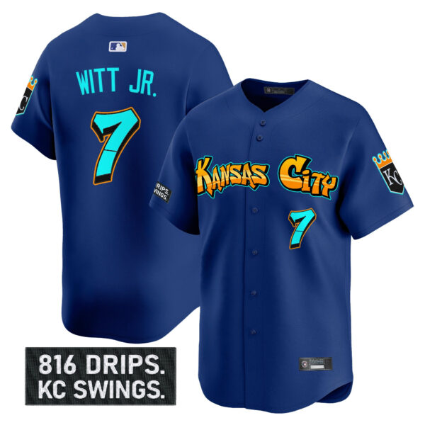 Men's Kansas City Royals 'Graffiti Crown Drop Edition' Vapor Premier Limited Jersey - All Stitched - Image 28