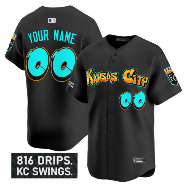 Kansas City Royals 'Graffiti Crown Drop Edition' Vapor Premier Limited Custom Jersey - All Stitched - Image 2