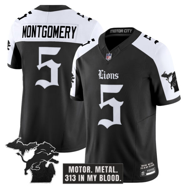 Men's Detroit Lions 'Gothic Motor Grit Edition' Vapor Limited Jersey - All Stitched - Image 21