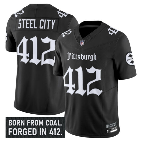 Men's Pittsburgh Steelers 'Gothic Steel City Edition' Vapor Limited Jersey - All Stitched - Image 2