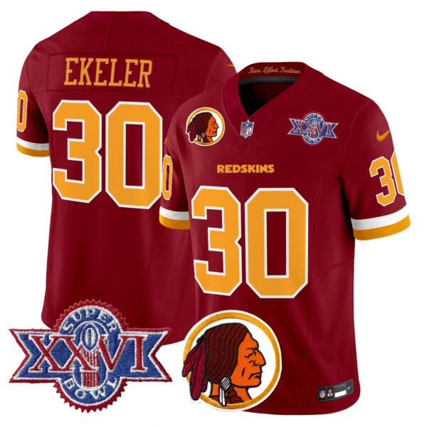 Men's Washington Redskins Throwback 1992 Super Bowl XXVI Patch Vapor Limited Jersey V2 - All Stitched - Image 14