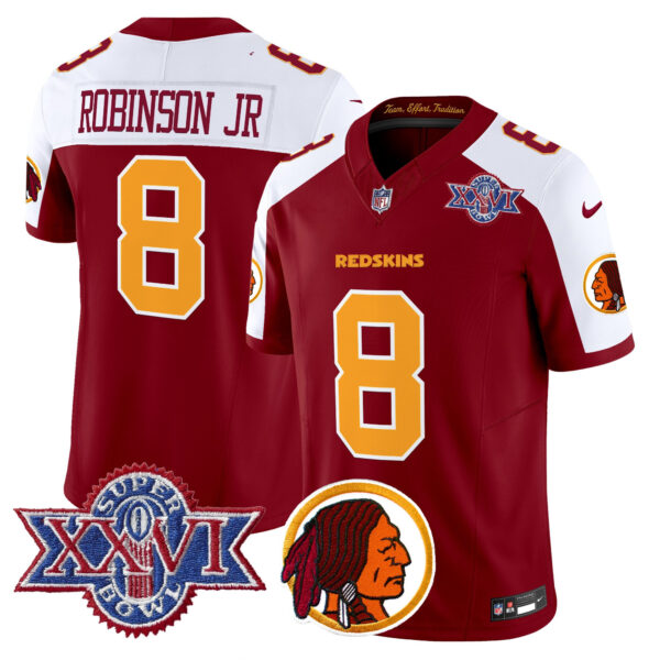 Men's Washington Redskins Throwback 1992 Super Bowl XXVI Patch Vapor Limited Jersey V2 - All Stitched - Image 33